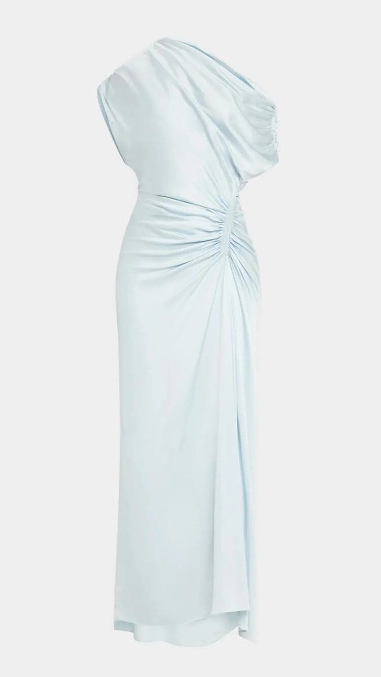 A.L.C Penny Ruched Oneshoulder Satin Gown - 8